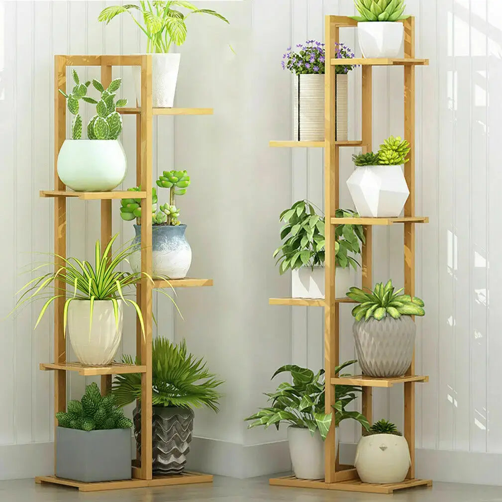 Decorbites™ 6-stufiger Bambus-Pflanzenständer für Innen-/Außenausstellung