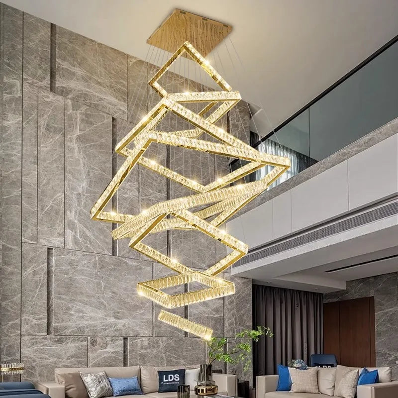 DecorBites™ Crystal Chandelier: Elegant Living Room & Stair Pendant Light