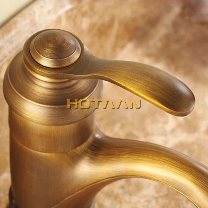 Hot selling . 6" Antique Brass Basin Faucets Crane Sink Basin Water Mixer Tap torneira YT-5065