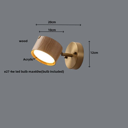 DecorBites™ LED Wall Sconce Light Fixture Walnut Base Modern Art Wandlamp
