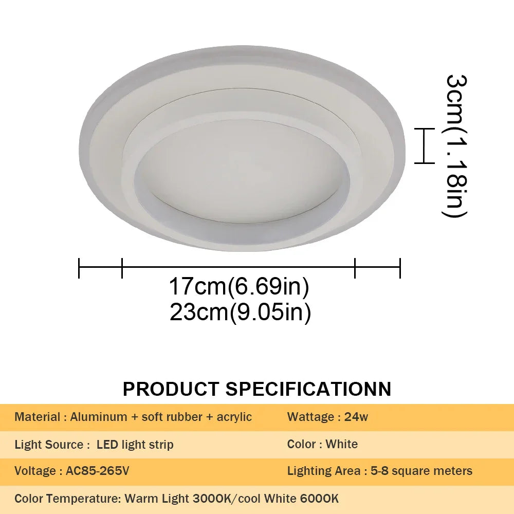 مصباح السقف LED الأكريليكي DecorBites™: إضاءة ديكور منزلي عصرية لغرفة النوم والممر والممر