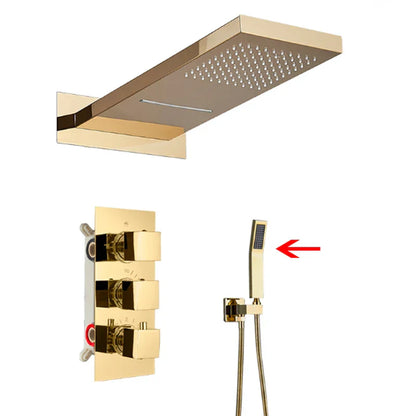 Juego de grifería termostática para ducha tipo lluvia DecorBites™ Gold - Sistema de ducha de pared
