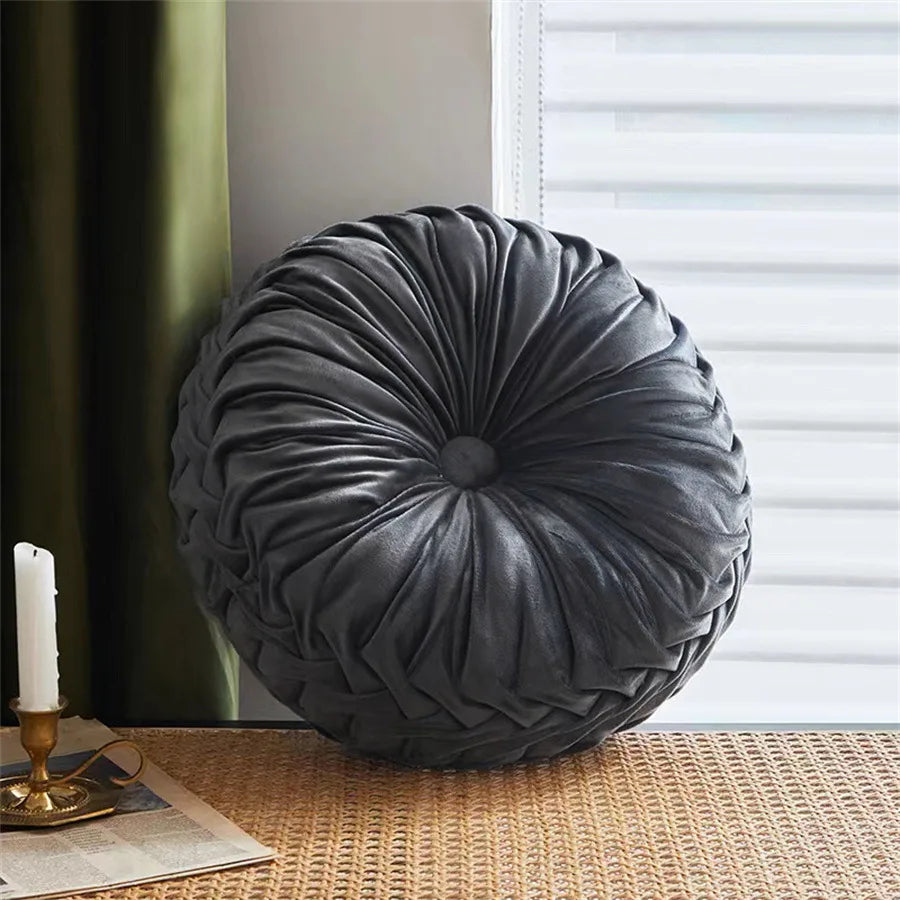DecorBites™ Dutch Velvet Round Seat Cushion: Modern & Comfortable Back Support for Living Room.
