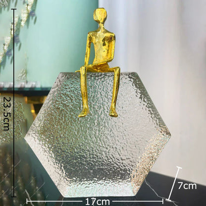 DecorBites™ Golden Figures Sculpture: Modern Desk Ornament for Room Aesthetics