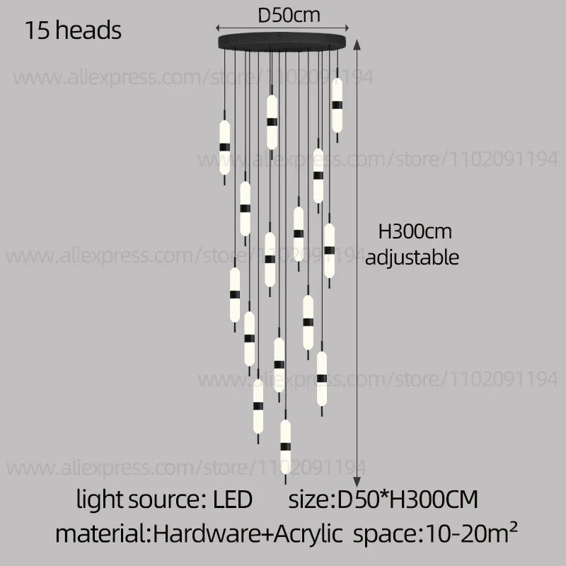 DecorBites™ LED Staircase Chandelier Ceiling Living Room Lighting Decoration
