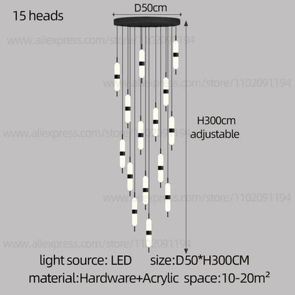 DecorBites™ LED Staircase Chandelier Ceiling Living Room Lighting Decoration