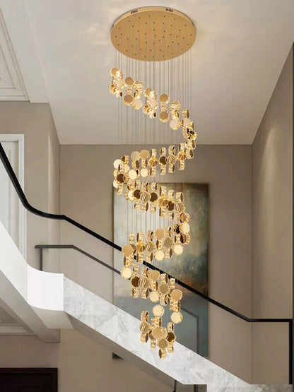 DecorBites™ Gold Crystal Chandeliers LED Pendant Lamp for Modern Living Spaces