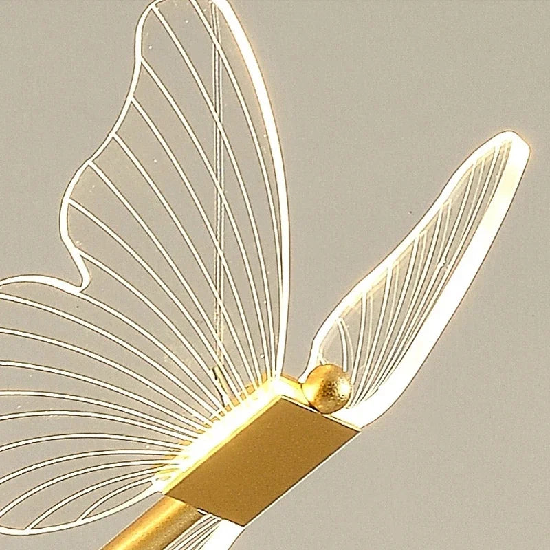 Acrylic Butterfly LED Chandelier 9-Head Staircase