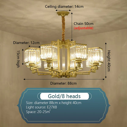 Lámpara de araña de cristal DecorBites™ para sala de estar de villa