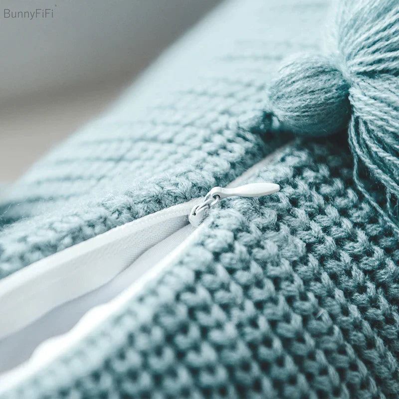 DecorBites™ Knit Cushion Cover 45*45cm Soft Solid Pillow Case for Sofa Bed Nursery