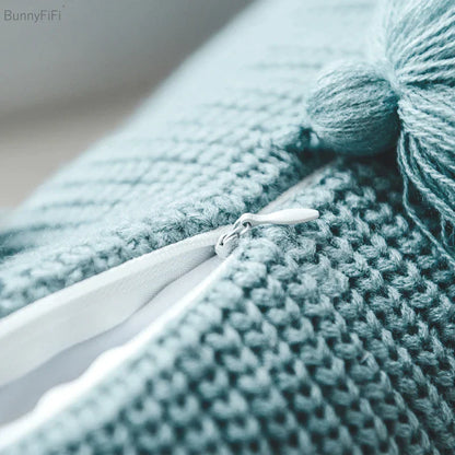 DecorBites™ Knit Cushion Cover 45*45cm Soft Solid Pillow Case for Sofa Bed Nursery