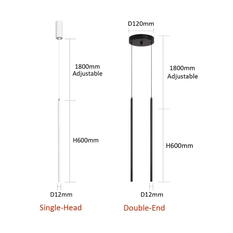 ديكوربايتس™ مصباح LED أسود رفيع 50 سم 60 سم معلق للمطعم والبار، على الطراز الاسكندنافي البسيط