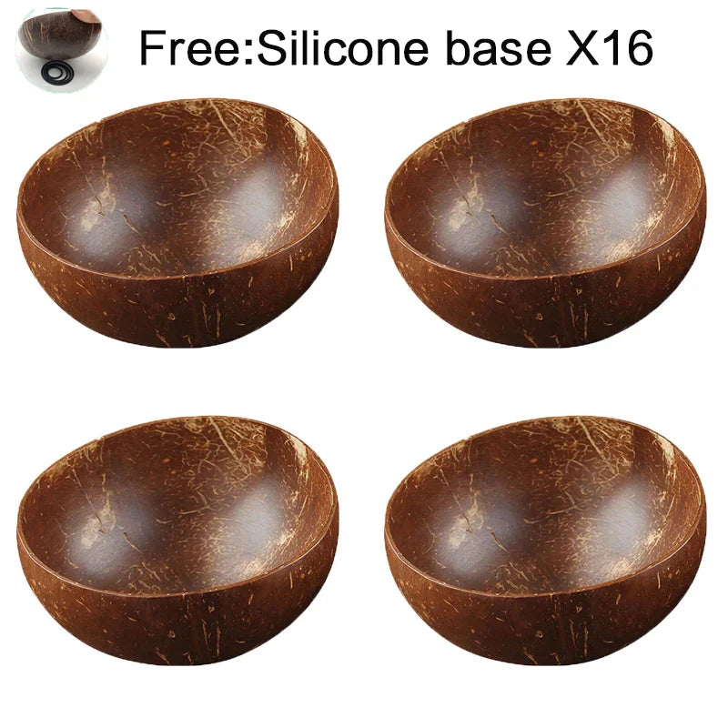 DecorBites™ Coconut Bowl Set with Wooden Spoon: Natural Handmade Tableware for Desserts, Fruits, Salads