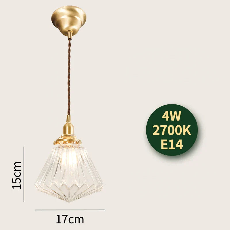 Lámpara colgante LED DecorBites™ de cristal con casquillo de cobre para decoración nórdica moderna del hogar