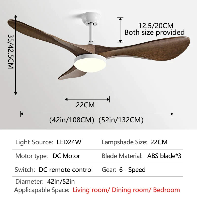 DecorBites™ 52" Modern Ceiling Fan with Light & Control - Strong Wind, Simplicity Design