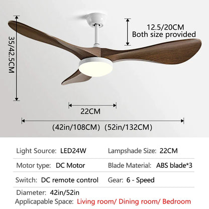 DecorBites™ 52" Modern Ceiling Fan with Light & Control - Strong Wind, Simplicity Design