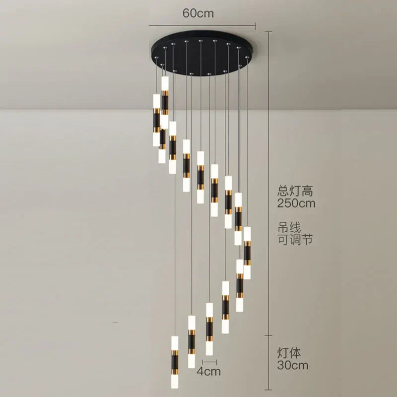 DecorBites™ Crystal LED Chandelier: Luxury Stair Lighting Fixture for Staircase, Minimalist Indoor Hangings