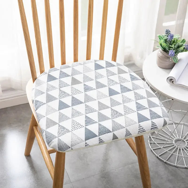 Decobites Cotton Hemp Dining Chair Cushion - Nordic Print, Non-Slip, Comfortable Office & Living Decor