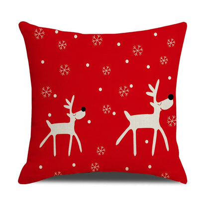 DecorBites™ Christmas Cartoon Animal Linen Pillowcase: Deer, Bear, & More for Festive Home Decor
