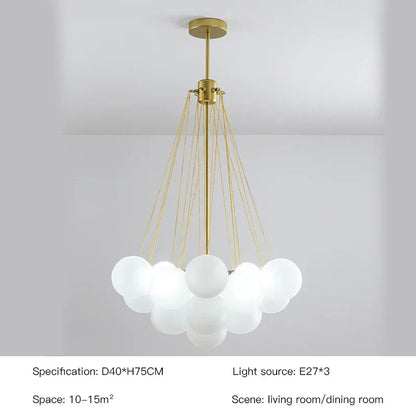 DecorBites™ Frosted Glass Ball LED Chandelier in Gold/Black for Dining Room & Bedroom