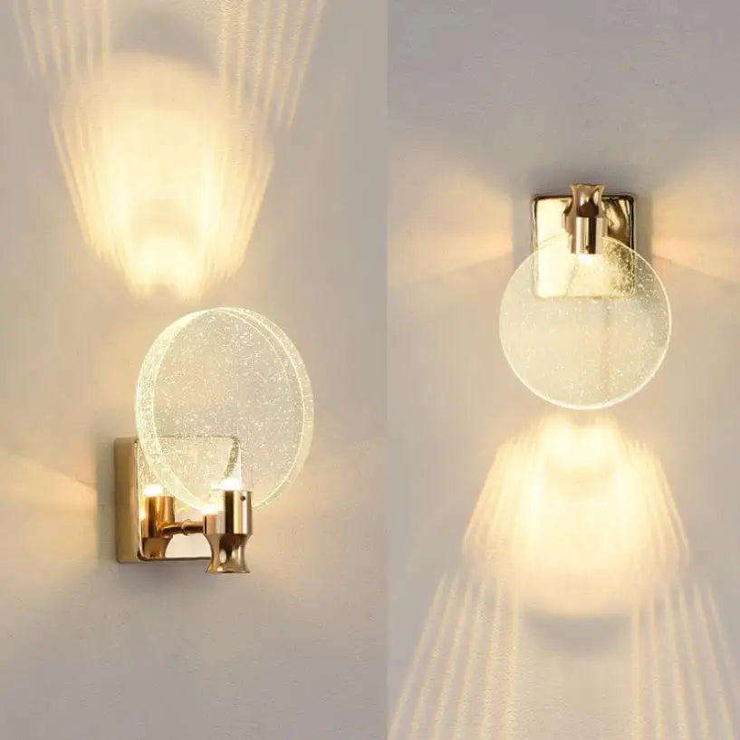 DecorBites™ Gold LED Crystal Wall Sconce for Modern Bedroom Bathroom Living Room Lighting