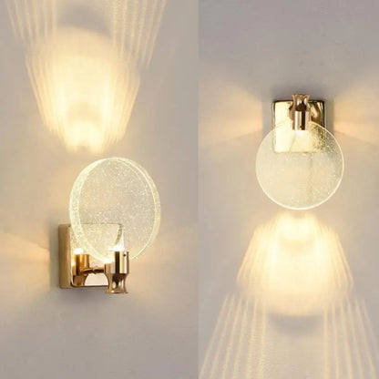 DecorBites™ Gold LED Crystal Wall Sconce for Modern Bedroom Bathroom Living Room Lighting