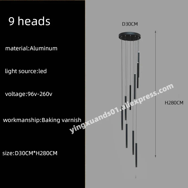 DecorBites™ LED Chandelier Stairs Pendant Ceiling Lamp for Hotel Lobby Decor