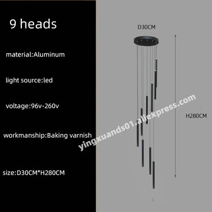 DecorBites™ LED Chandelier Stairs Pendant Ceiling Lamp for Hotel Lobby Decor