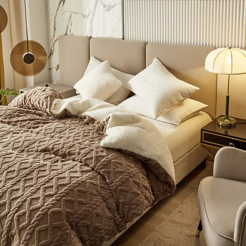 DecorBites™ Dual Use Cashmere Duvet Cover: Winter Warm Plush Blanket with Double-sided Fleece