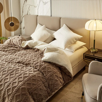 DecorBites™ Dual Use Cashmere Duvet Cover: Winter Warm Plush Blanket with Double-sided Fleece