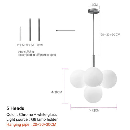 Lámpara colgante de bola de cristal DecorBites™ para cocina, sala de estar y dormitorio
