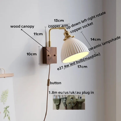 DecorBites™ Ceramic Copper LED Wall Lamps Bedroom Bathroom Mirror Light Fixtures