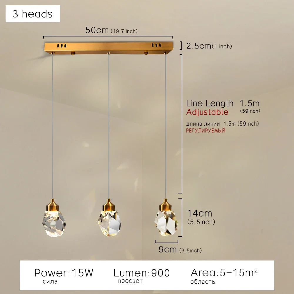 Lámparas de techo colgantes DecorBites™ K9 Crystal: Lámparas de techo colgantes de alambre dorado para dormitorio, balcón o bar.