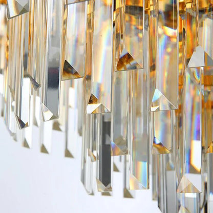 DecorBites™ Golden LED Crystal Ceiling Light for Luxury Living Room, Modern Round Crystal Lamp
