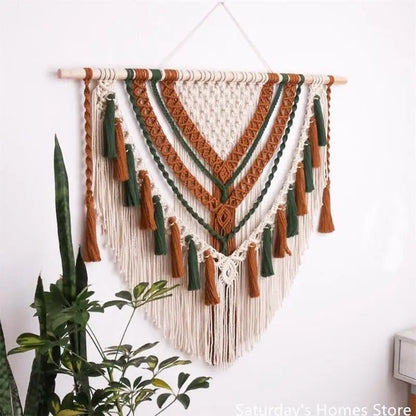 Bohemia Macrame Tassel Tapestry by Decobites - Handwoven Cotton Rope Wall Decor