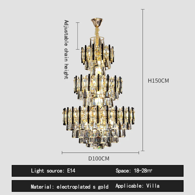 DecorBites™ Crystal Hollow Villa Chandelier: Modern Luxury Pendant Light for Living Room and Hotel Lobby
