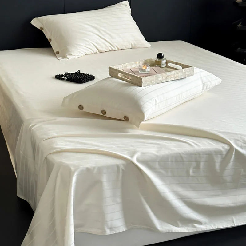 Juego de sábanas de rayas de satén de algodón Luxe Decorbites™ con 2 fundas de almohada