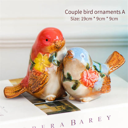 DecorBites™ Love Birds Porcelain Couple Ornament Home Decor Craft Model