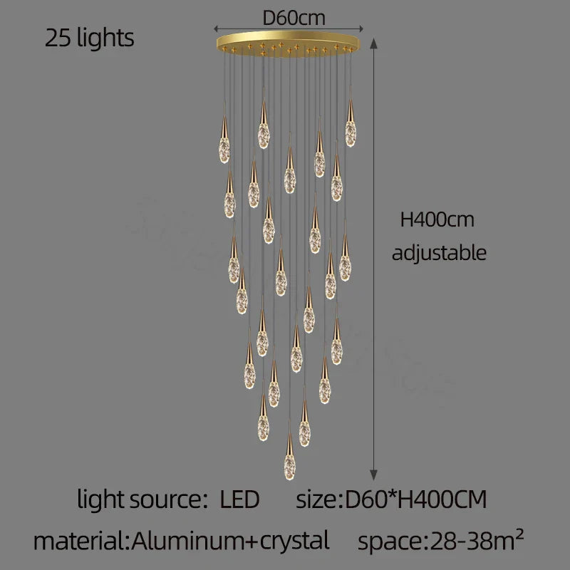 DecorBites™ Diamond Crystal Chandelier - Gold Interior Designer Living Room Lamp