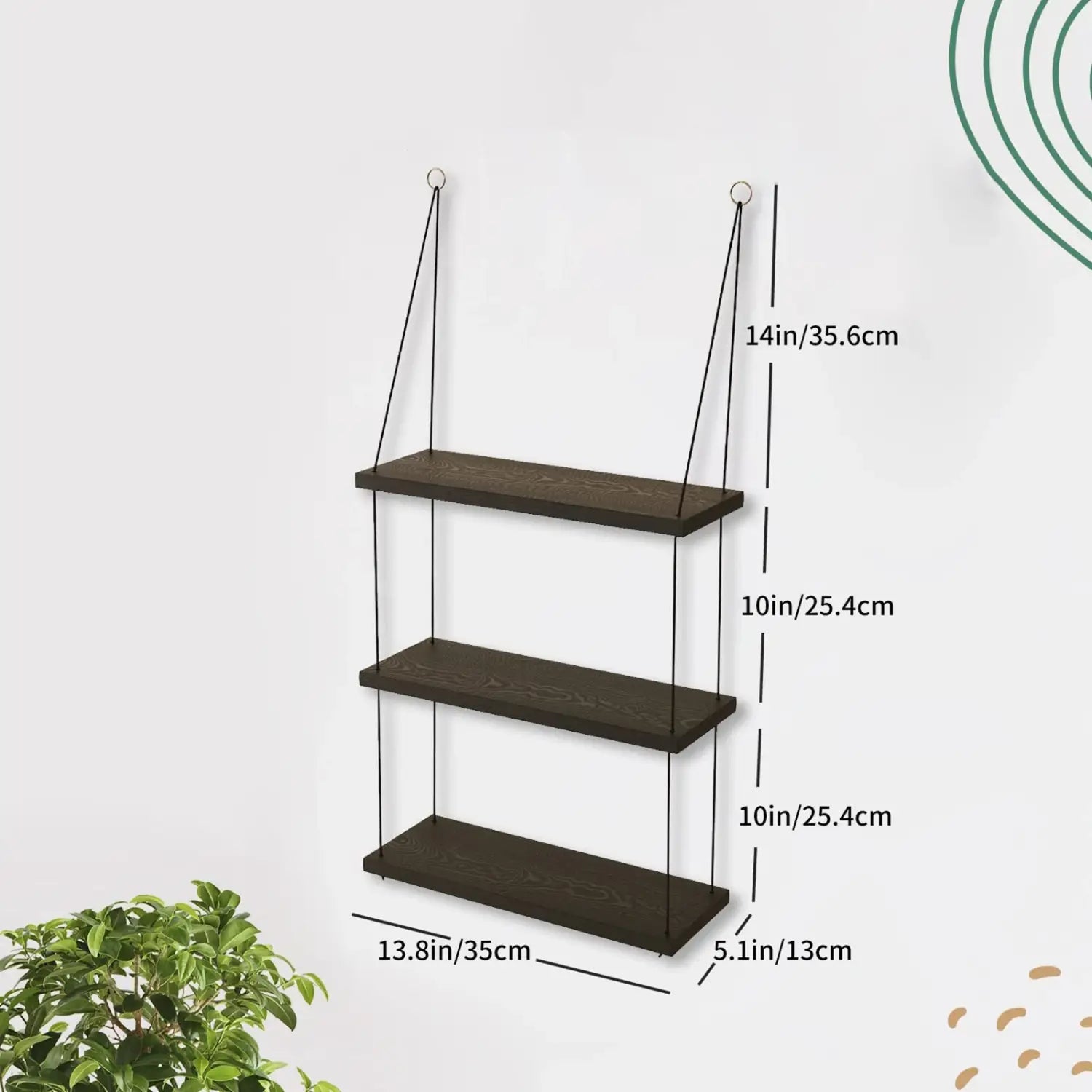 Decorbites™ 3-stufiges hölzernes Wandregal für Boho-Dekoration