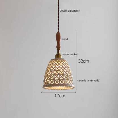 DecorBites™ Butterfly Ceramic LED Pendant Lamp with Wooden Handle for Home Decor