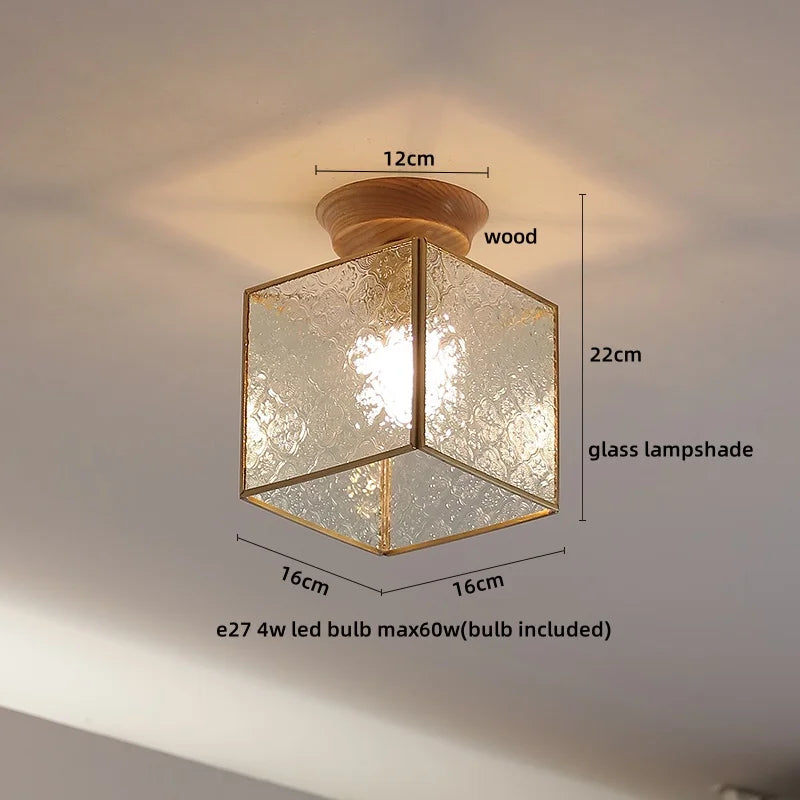 DecorBites™ Glass Wood LED Ceiling Light Modern Ceiling Lamp