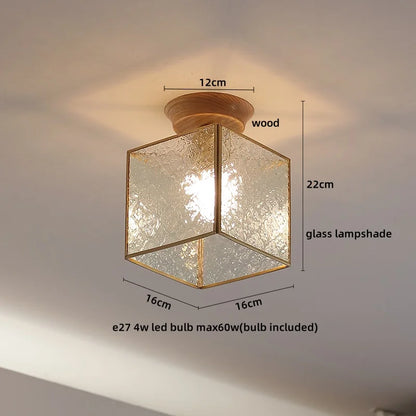 DecorBites™ Glass Wood LED Ceiling Light Modern Ceiling Lamp