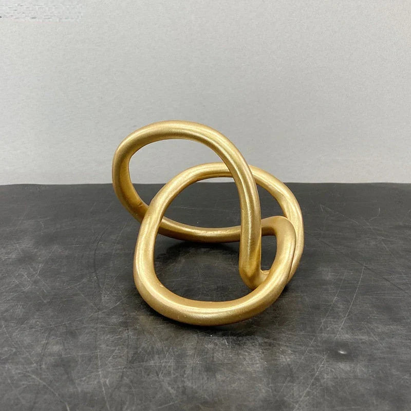 DecorBites™ Gold Ring Knot Geometric Resin Ornaments Handmade Art Decor Figurines