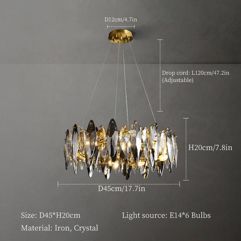DecorBites™ Crystal Chandelier: Elegant Ceiling Hanging Light for Living Room & Dining Table
