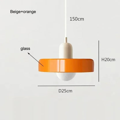 Nordic Vintage Orange Glass Pendant Light