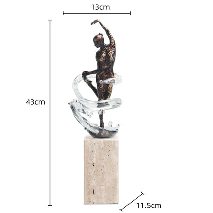 ديكور بايتس™ - تمثال راقصة باليه بموجة مياه صافية - ديكور منزلي
