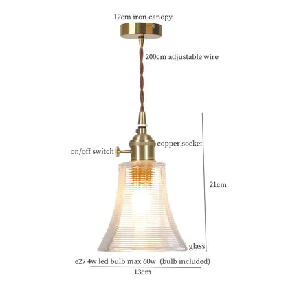 DecorBites™ Clear Glass LED Copper Pendant Lighting for Minimalist Decor