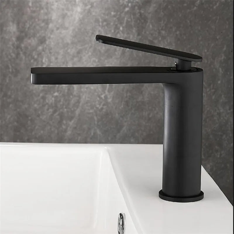 DecorBites™ Gun Gray Waterfall Basin Faucet - Brass Hot Cold Sink Faucet