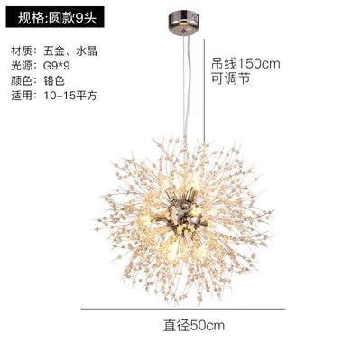 Lámparas colgantes DecorBites™ con forma de diente de león de cristal para una decoración elegante del hogar